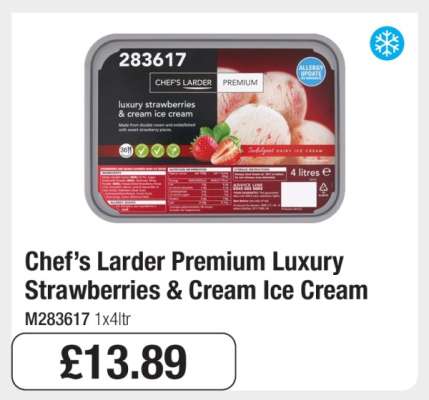 Chef’s Larder Premium Luxury Strawberries & Cream Ice Cream