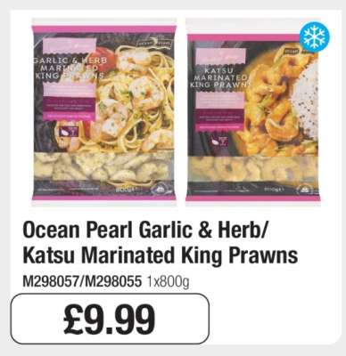Ocean Pearl Garlic & Herb/Katsu Marinated King Prawns