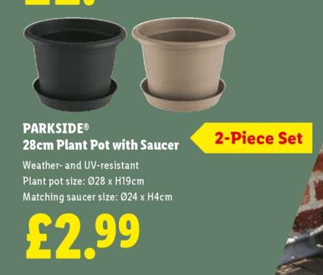 PARKSIDE 28cm Plant Pot with Saucer
