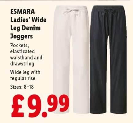 ESMARA Ladies’ Wide Leg Denim Joggers