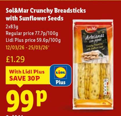 Sol&Mar Crunchy Breadsticks with Sunflower Seeds