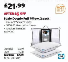 Sealy Deeply Full Pillow, 2 pack