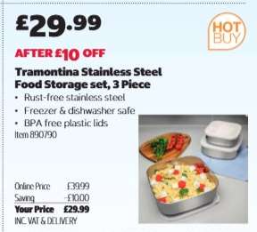 Tramontina Stainless Steel Food Storage set, 3 Piece