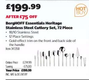 BergHOFF Essentials Heritage Stainless Steel Cutlery Set, 72 Piece