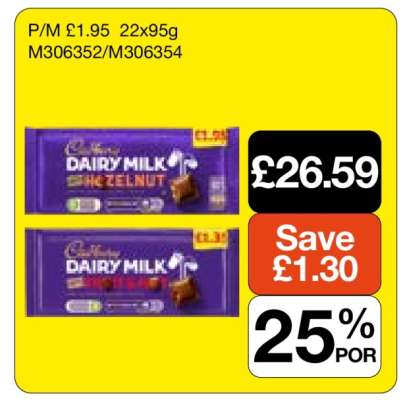 Cadbury Dairy Milk Chocolate Bars