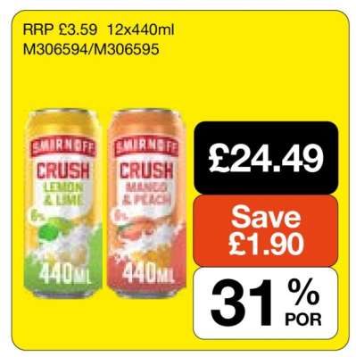 Smirnoff Crush Lemon & Lime / Mango & Peach