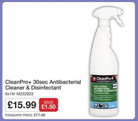 CleanPro+ 30sec Antibacterial Cleaner & Disinfectant