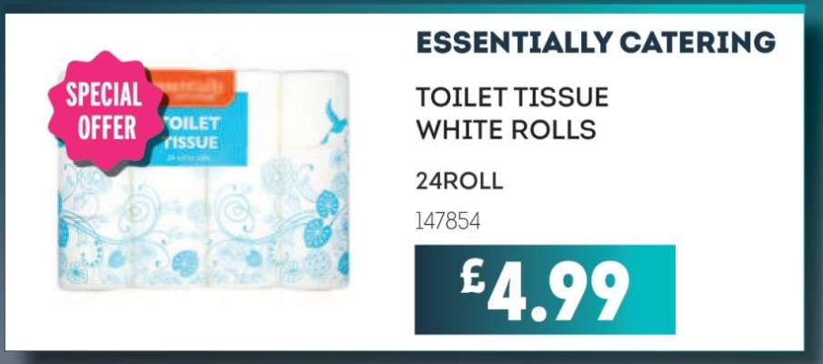 ESSENTIALLY CATERING TOILET TISSUE WHITE ROLLS