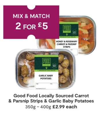 Good Food Locally Sourced Carrot & Parsnip Strips & Garlic Baby Potatoes
