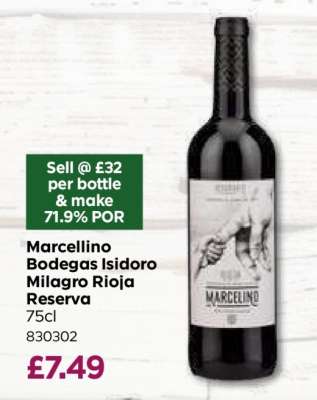 Marcellino Bodegas Isidoro Milagro Rioja Reserva