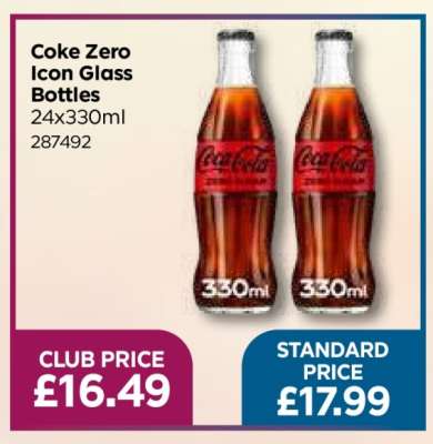 Coke Zero Icon Glass Bottles