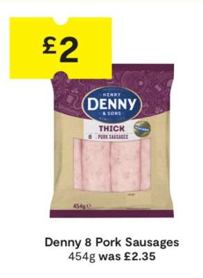 Denny 8 Pork Sausages
