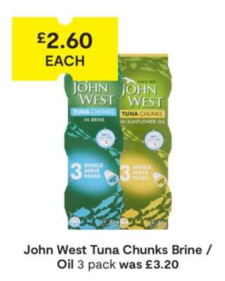 John West Tuna Chunks Brine / Oil 3 pack