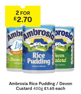 Ambrosia Rice Pudding/Devon Custard