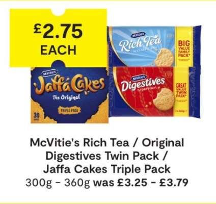 McVitie's Rich Tea / Original Digestives Twin Pack / Jaffa Cakes Triple Pack