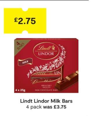 Lindt Lindor Milk Bars