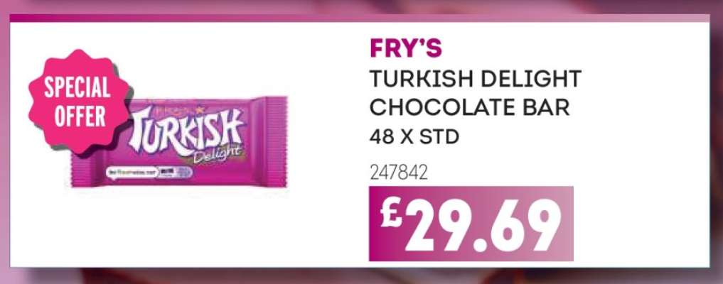FRY'S TURKISH DELIGHT CHOCOLATE BAR