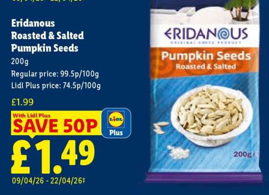 Eridanous Roasted & Salted Pumpkin Seeds