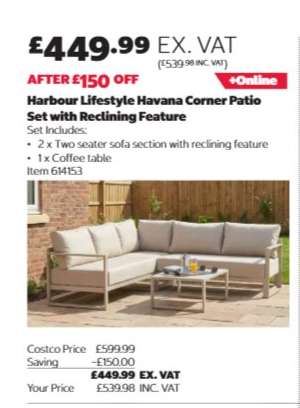 Harbour Lifestyle Havana Corner Patio Set with Reclining Feature