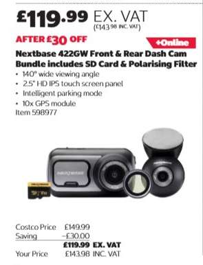 Nextbase 422GW Front & Rear Dash Cam Bundle