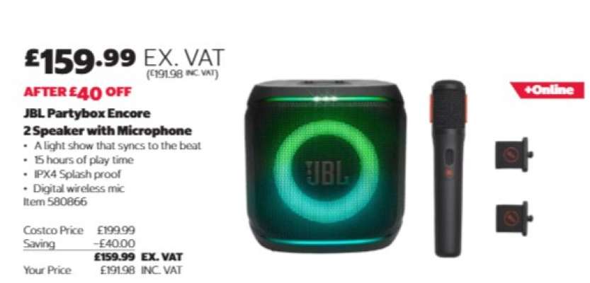 JBL Partybox Encore 2 Speaker with Microphone