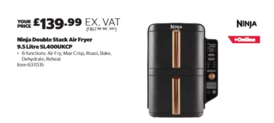 Ninja Double Stack Air Fryer 9.5 Litre SL400UKCP