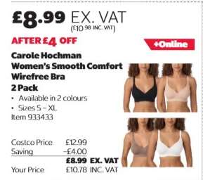 Carole Hochman Women's Smooth Comfort Wirefree Bra 2 Pack