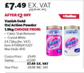 Vanish Gold Oxi Action Powder 1.9kg