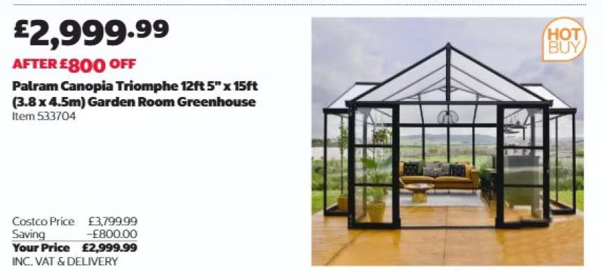 Palram Canopia Triomphe 12ft 5" x 15ft (3.8 x 4.5m) Garden Room Greenhouse