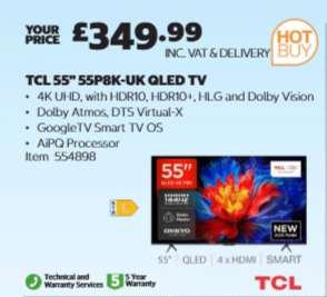 TCL 55" 55P8K-UK QLED TV