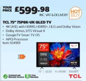TCL 75" 75P8K-UK QLED TV