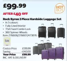 Rock Byron 3 Piece Hardside Luggage Set