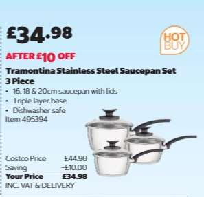 Tramontina Stainless Steel Saucepan Set 3 Piece