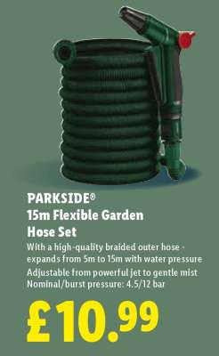 PARKSIDE® 15m Flexible Garden Hose Set