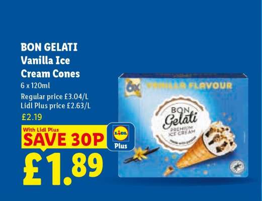 BON GELATI Vanilla Ice Cream Cones