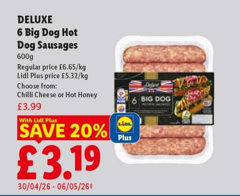 DELUXE 6 Big Dog Hot Dog Sausages