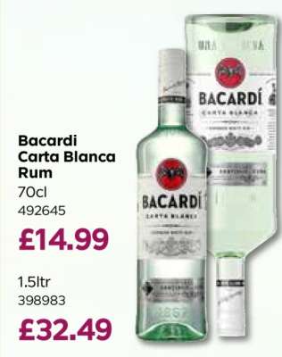 Bacardi Carta Blanca Rum 70cl