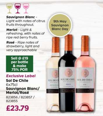 Sol De Chile 6x75cl Sauvignon Blanc/Merlot/Rosé