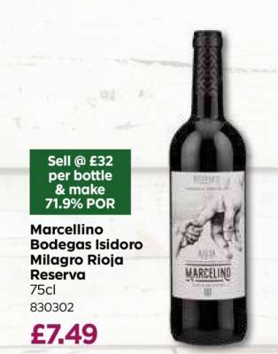 Marcellino Bodegas Isidoro Milagro Rioja Reserva