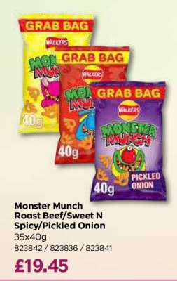 Monster Munch Roast Beef/Sweet N Spicy/Pickled Onion