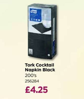 Tork Cocktail Napkin Black