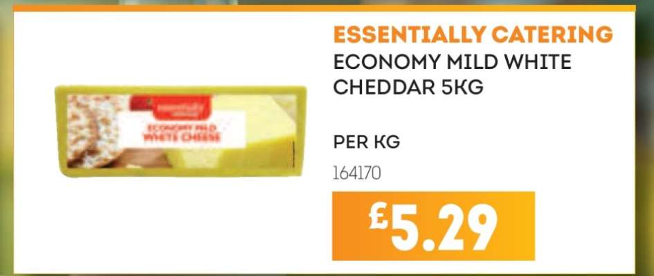 Essentially Catering Economy Mild White Cheddar 5kg