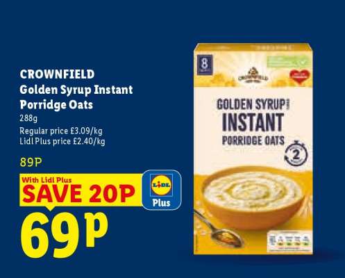 CROWNFIELD Golden Syrup Instant Porridge Oats