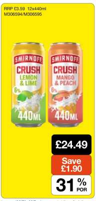 Smirnoff Crush Lemon & Lime / Mango & Peach