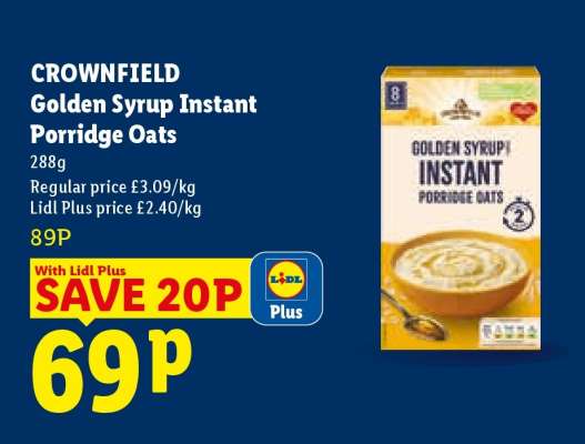 CROWNFIELD Golden Syrup Instant Porridge Oats