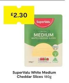 SuperValu White Medium Cheddar Slices 180g