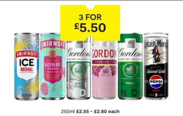 Smirnoff, Gordon's, Captain Morgan Cans