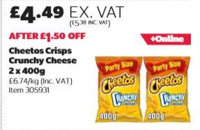 Cheetos Crisps Crunchy Cheese 2 x 400g