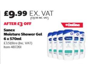 Sanex Moisture Shower Gel 6 x 570ml
