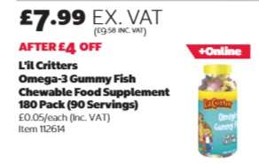 L'il Critters Omega-3 Gummy Fish Chewable Food Supplement 180 Pack (90 Servings)